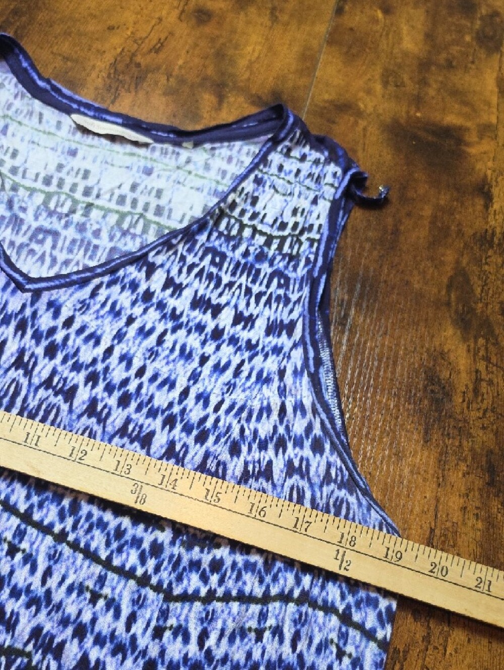 SOFT SURROUNDINGS | Blue Boho Tribal Stretch Rayon Sleeveless Maxi Dress | S M - Picture 4 of 6